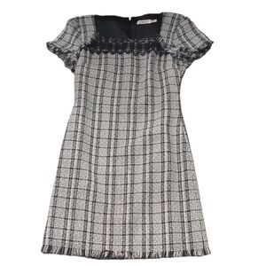 Eliza j black plaid fringe dress size 2